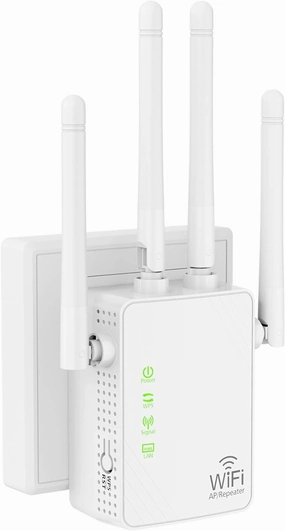 WiFi Extender Signal Booster Up to 10000sq.ft and 50  Devices, WiFi Range Extender, Wireless Internet Repeater, Long Range Amplifier with Ethernet Port, Access Point, 1-Key Setup, Alexa Compatible