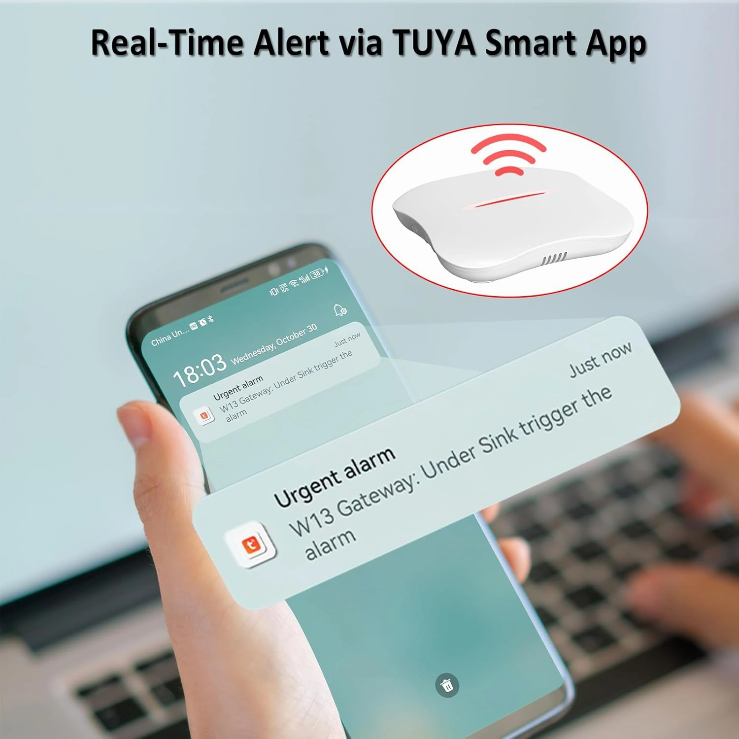 WiFi Water Leak Detector for Home with App Notification, 1 Gateway   6 WD61 Sensor, 120dB Water Flood/Drip Alarm for Basement/Kitchen/Bathroom/Toilet/Laundry Room, Sink/Drain/Pipe/Faucet Leakage Alert