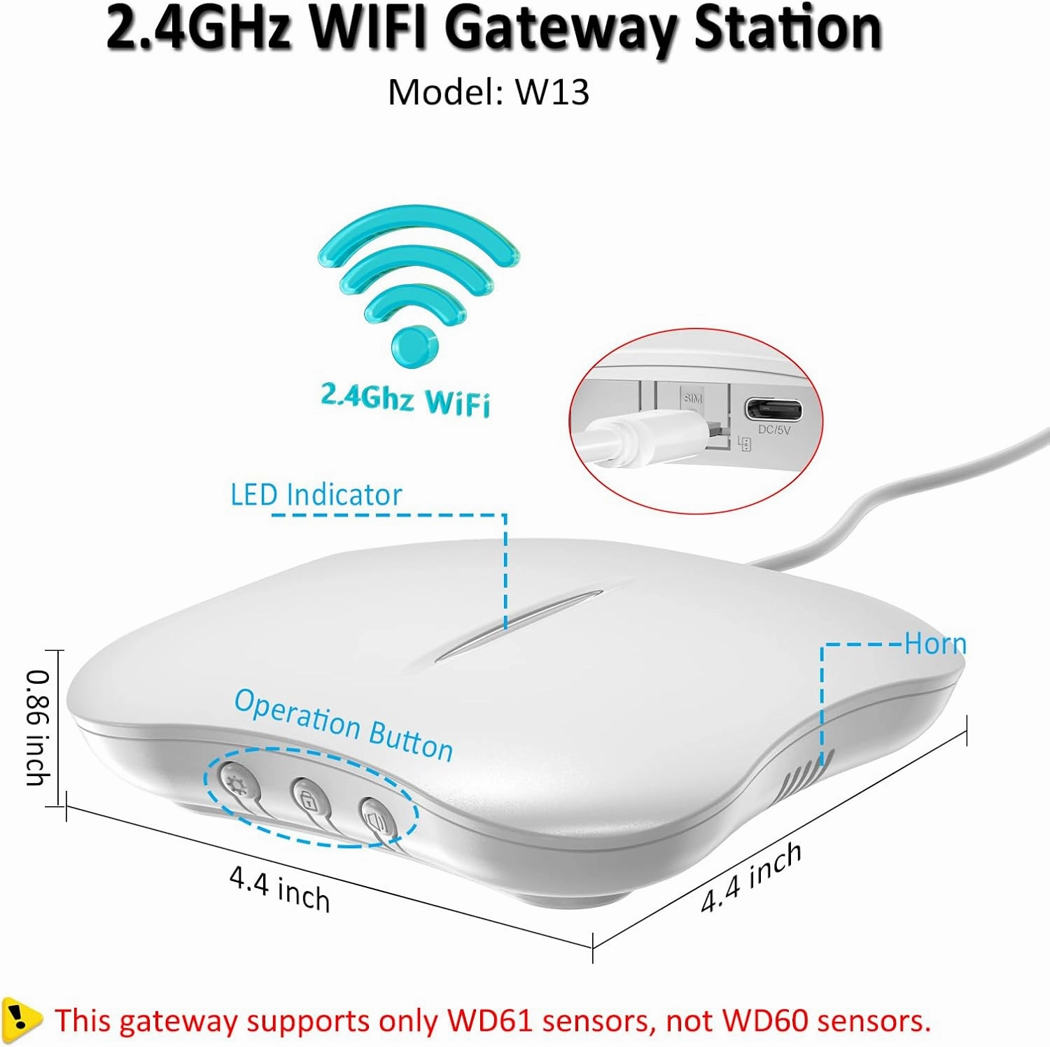 WiFi Water Leak Detector for Home with App Notification, 1 Gateway   6 WD61 Sensor, 120dB Water Flood/Drip Alarm for Basement/Kitchen/Bathroom/Toilet/Laundry Room, Sink/Drain/Pipe/Faucet Leakage Alert