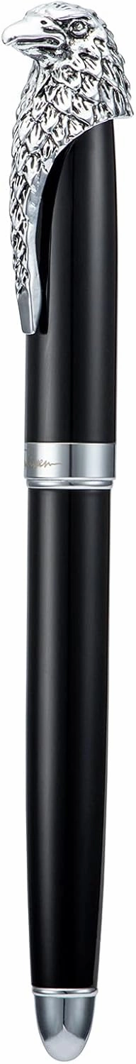Wikult Personalized Fuliwen Black Fountain Pen, Bald Eagle Head Clip Iridium Fine Nib, Customized Pen Gift Collection with Small Pen Bag, Engraved with Your Name