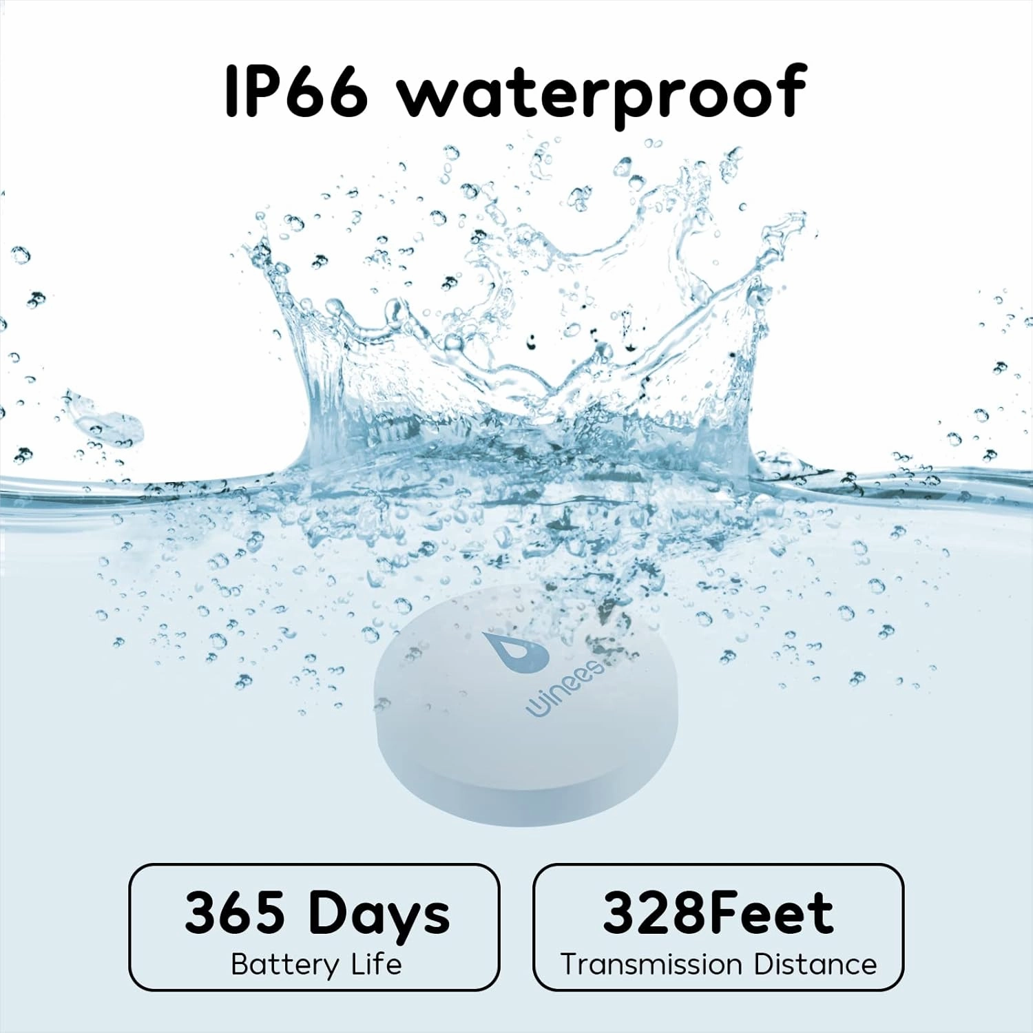 Winees WiFi Water Leak Detector, 3 Pack Water Sensors(Hub Not Included), Easy Set Up, 100M Transmission for Basement, Bathroom, Laundry, IFTTT, S1 FSK(Accessory)
