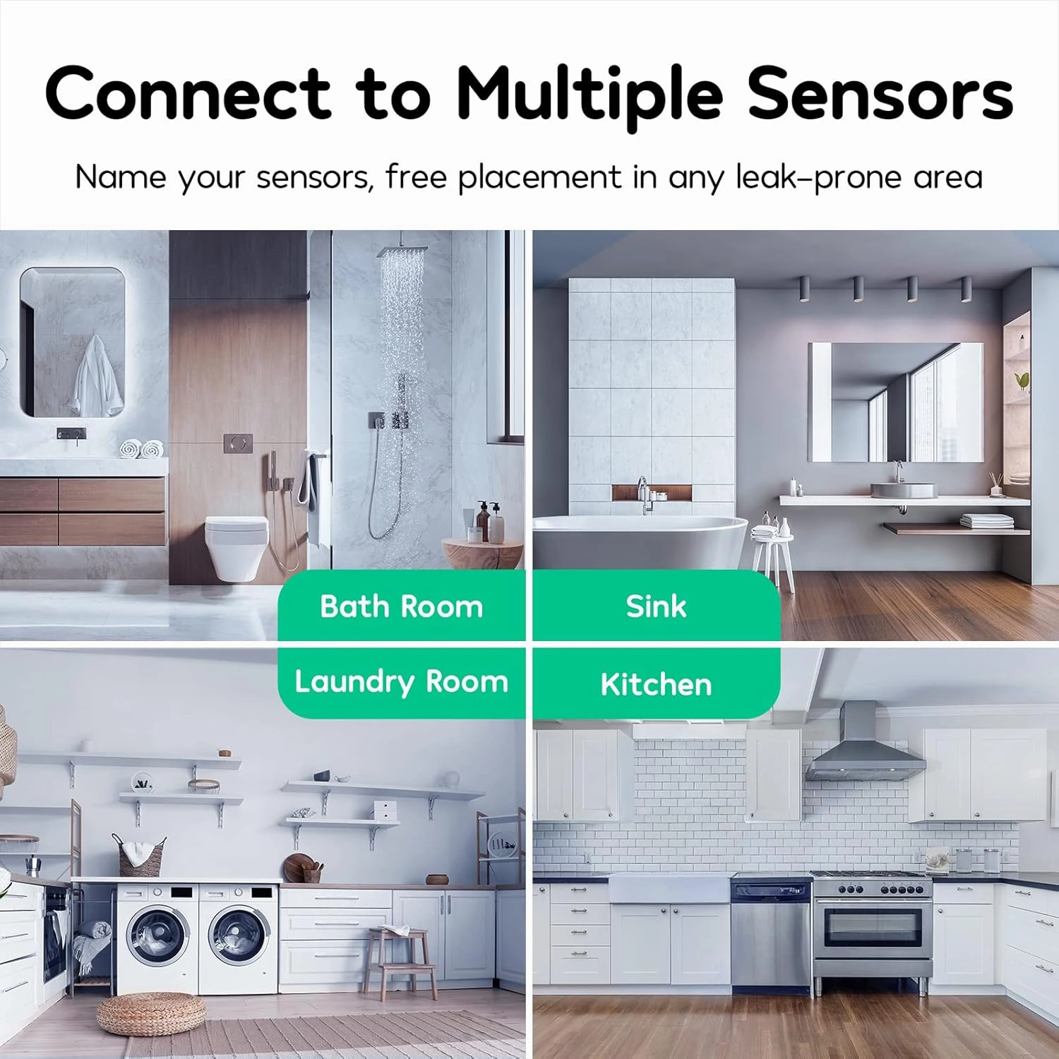 Winees WiFi Water Leak Detector, 3 Pack Water Sensors(Hub Not Included), Easy Set Up, 100M Transmission for Basement, Bathroom, Laundry, IFTTT, S1 FSK(Accessory)