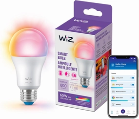 WiZ Connected 60W A19 LED Smart Light Bulbs - Connects to Your Wi-Fi - E26 Smart Bulb - Control with Voice or App   Activate with Motion - Matter Compatible - 1 Pack