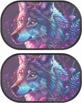Wolf and Flower 2Pack Car Window Shades, Strong-Light Blocking&UV Protection Car Privacy Shades,Car Essential Interior Accessories for Window Baby,Napping Car Curtains (Rear Window 2Pcs)