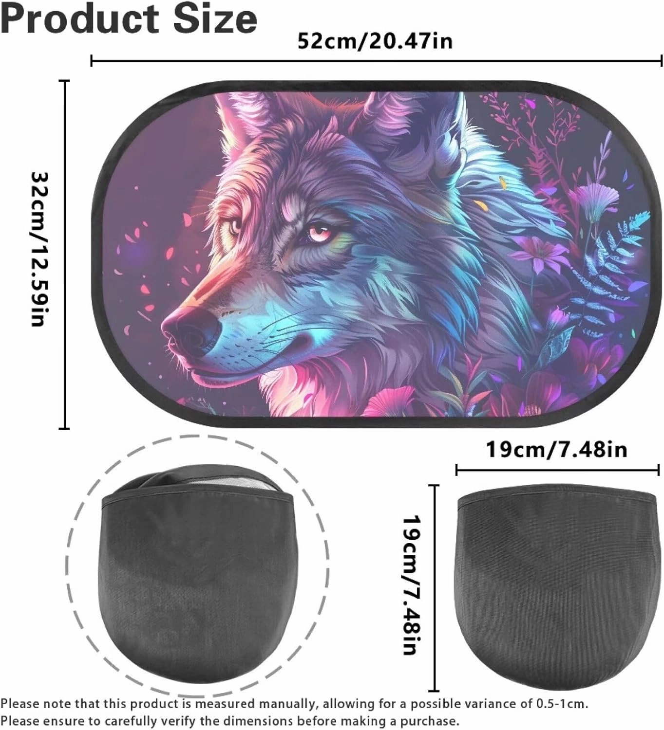 Wolf and Flower 2Pack Car Window Shades, Strong-Light Blocking&UV Protection Car Privacy Shades,Car Essential Interior Accessories for Window Baby,Napping Car Curtains (Rear Window 2Pcs)