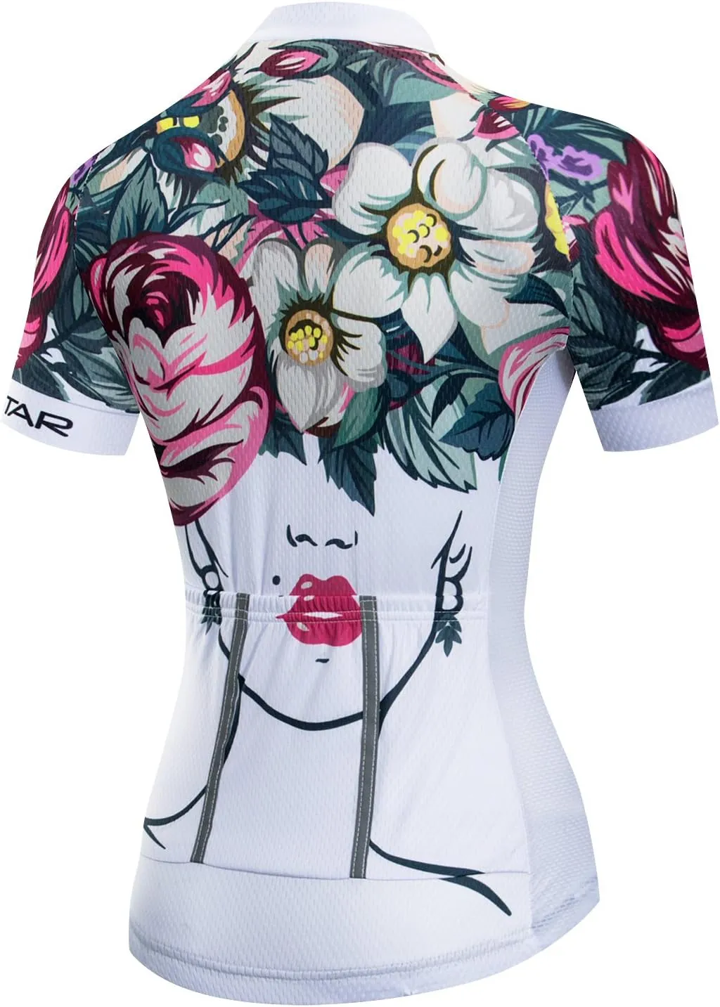 Women Cycling Jersey Short Sleeve Breathable with Pockets Flower