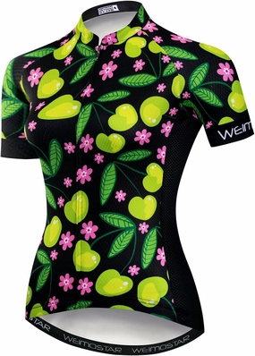 Women Cycling Jersey Short Sleeve Breathable with Pockets Flower