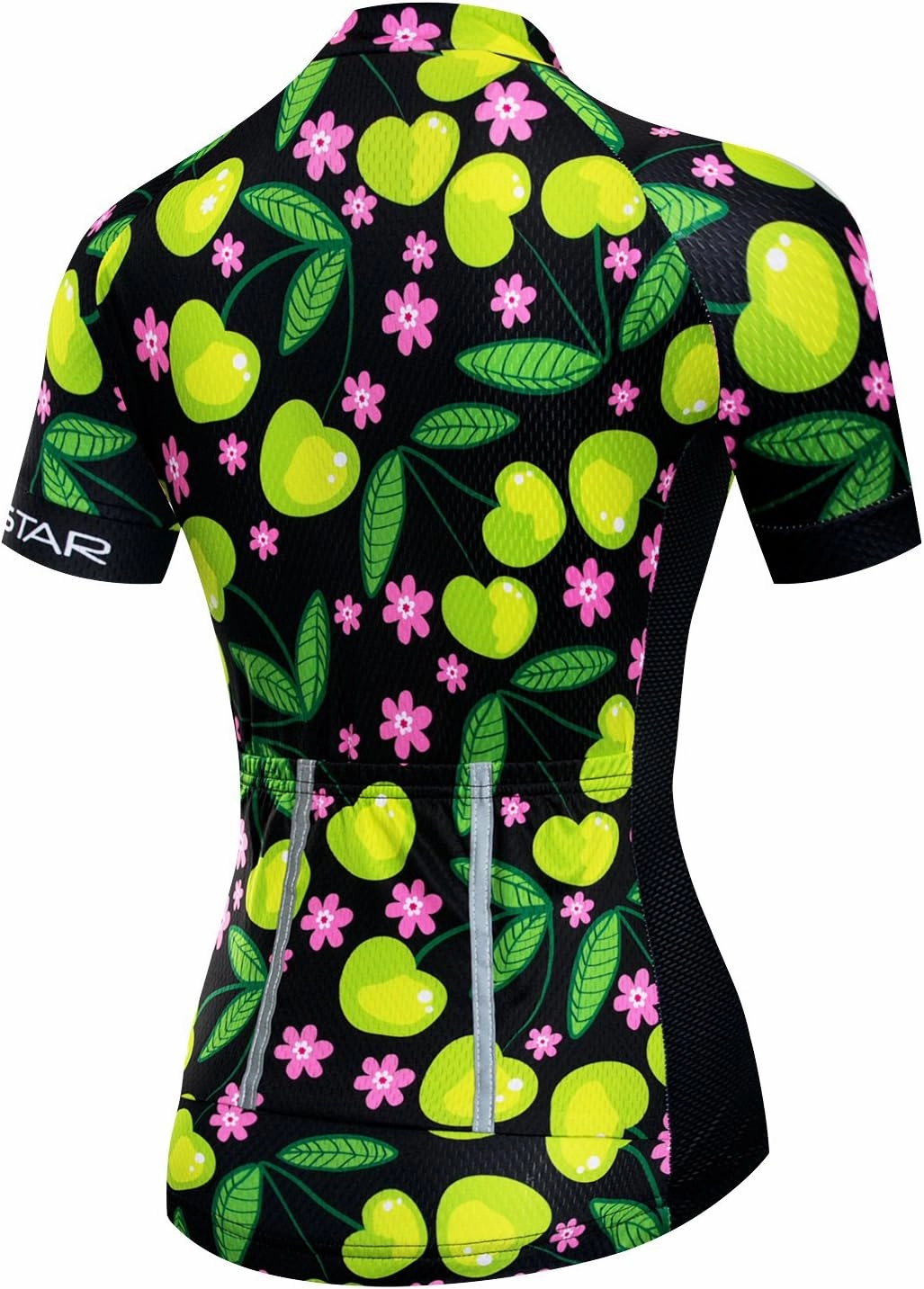Women Cycling Jersey Short Sleeve Breathable with Pockets Flower