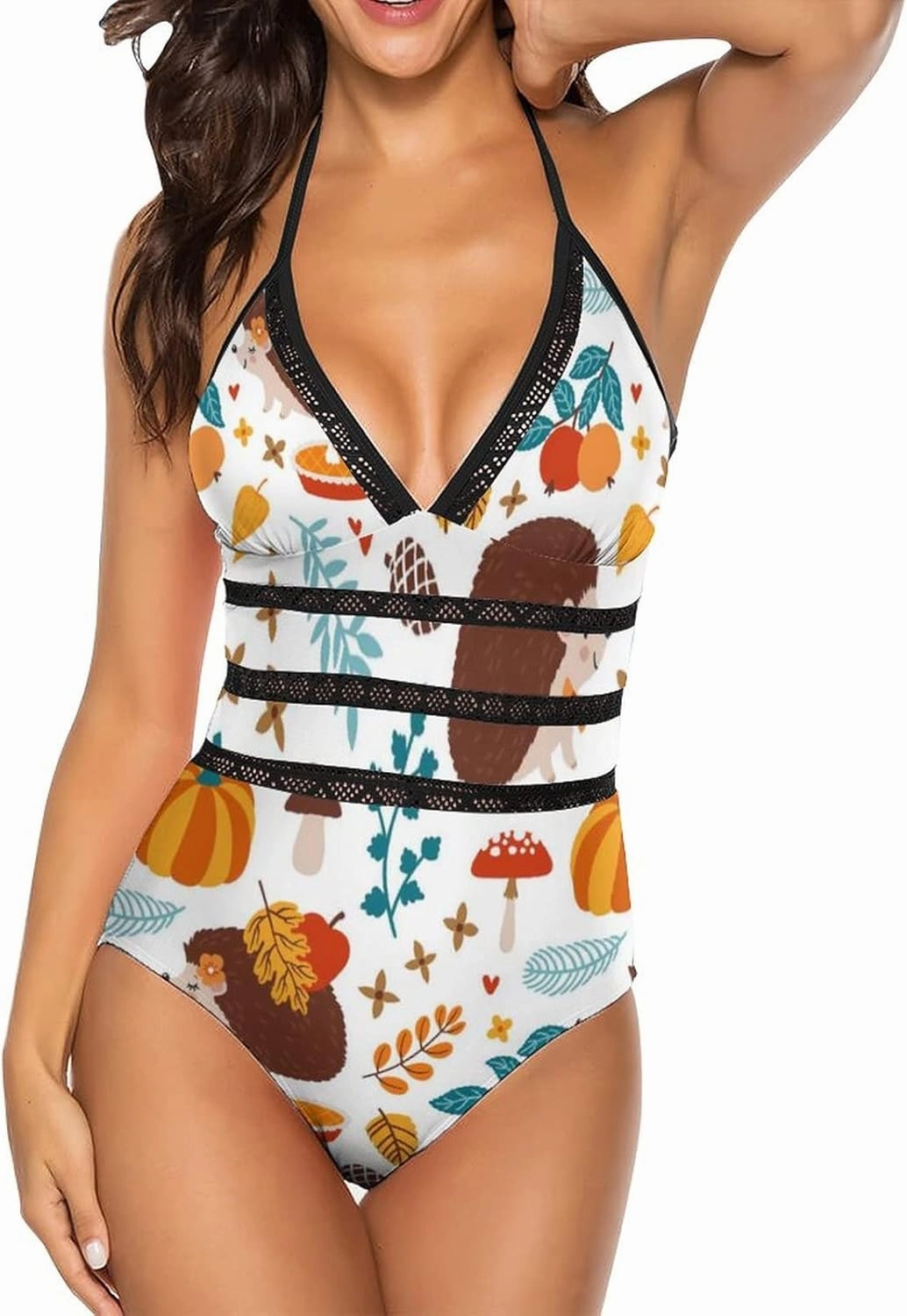 Women One-Piece Halter Bikini Padded Swimwear Tie Side Triangle Bathing Suit