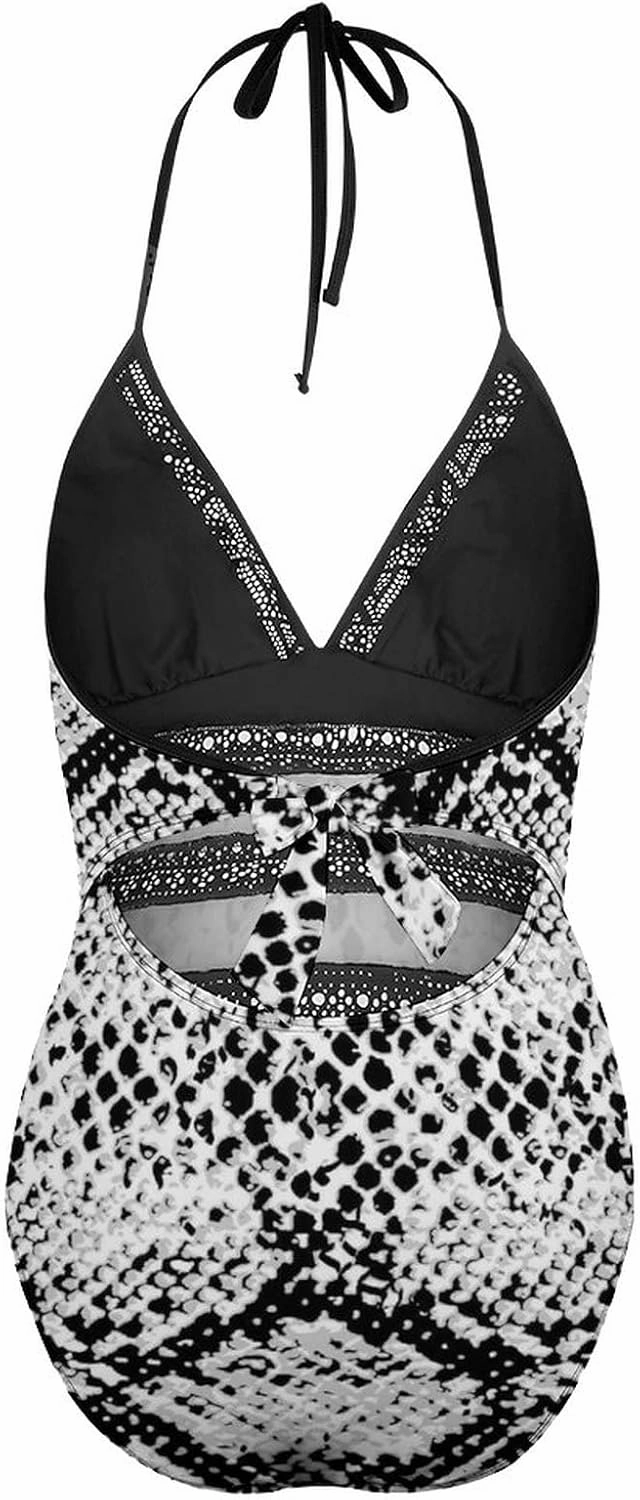 Women One-Piece Halter Bikini Padded Swimwear Tie Side Triangle Bathing Suit
