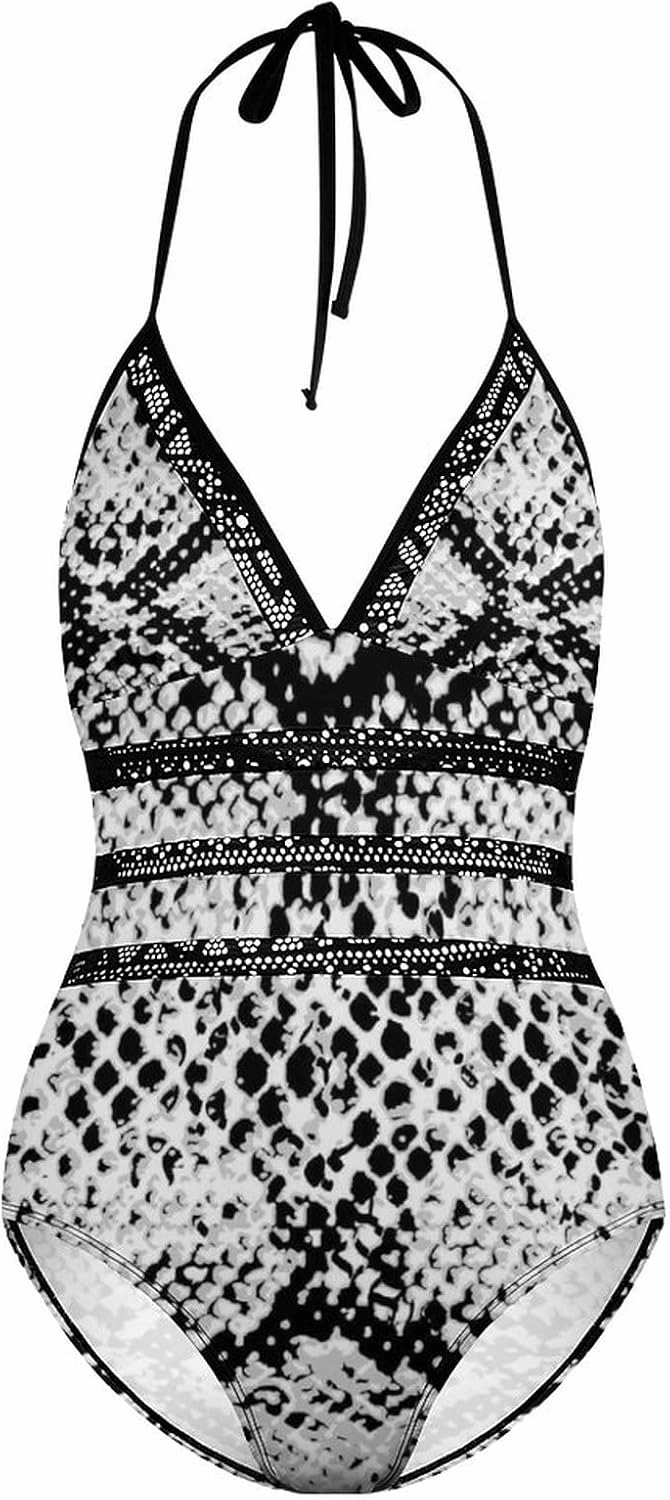 Women One-Piece Halter Bikini Padded Swimwear Tie Side Triangle Bathing Suit