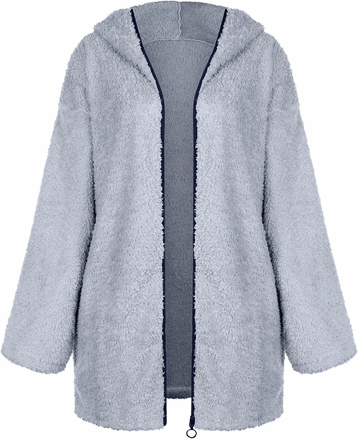 Women's 2023 Fuzzy Fleece Winter Coat Lapel Long Sleeve Teddy Bear Warm Jackets Faux Fur Outwear Sherpa Jacket Cardigan