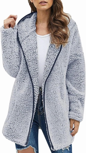 Women's 2023 Fuzzy Fleece Winter Coat Lapel Long Sleeve Teddy Bear Warm Jackets Faux Fur Outwear Sherpa Jacket Cardigan