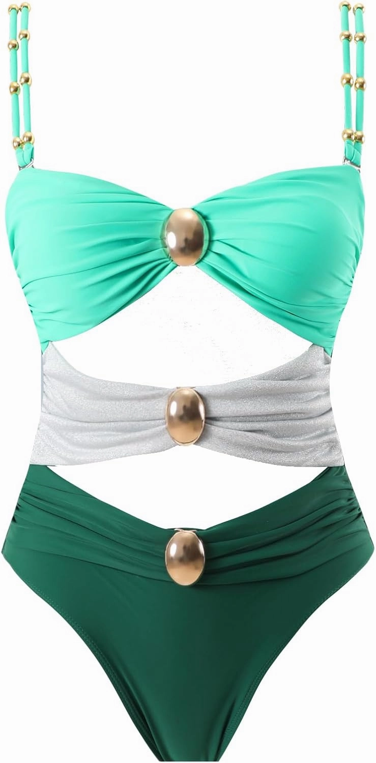Women's One Piece Swimsuit with Cover up Set Beach Wrap Skirt Retro Bikini Set Two Piece Bathing Suit with Cover up