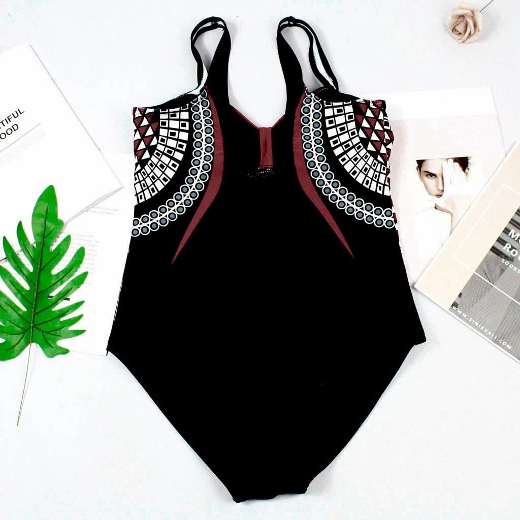 Women's Sexy One Piece Swimsuits Backless Sexy Print Tummy Control Swimsuit Slimming Beachwear for Summer