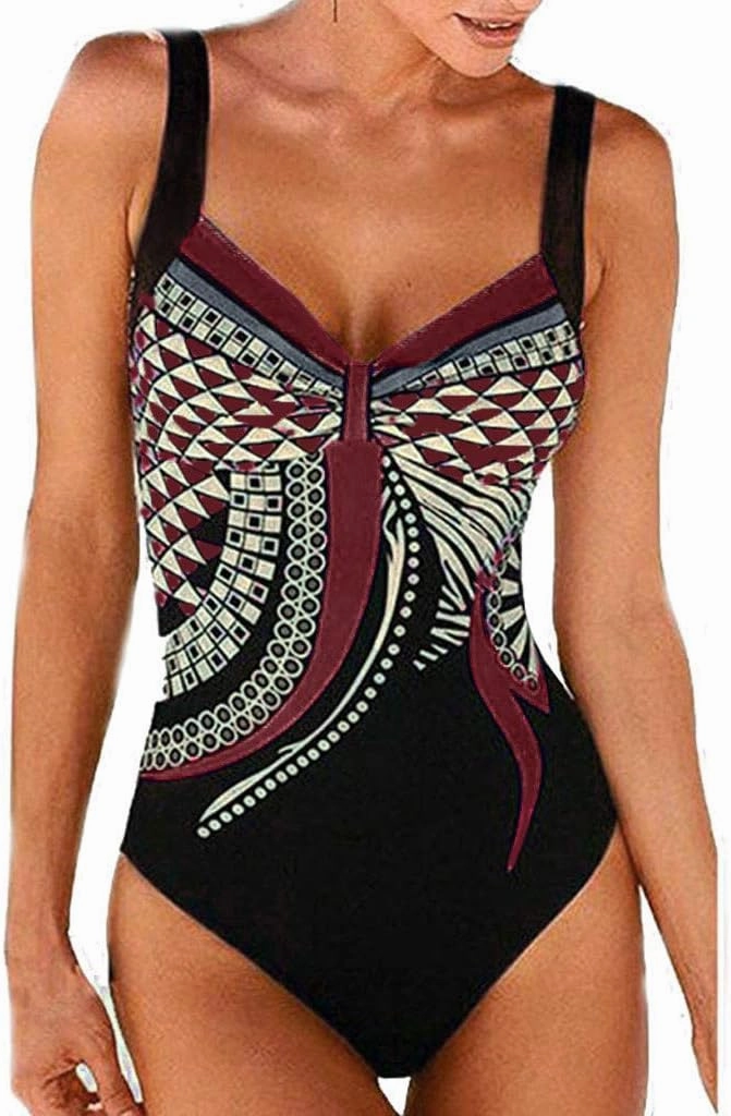 Women's Sexy One Piece Swimsuits Backless Sexy Print Tummy Control Swimsuit Slimming Beachwear for Summer
