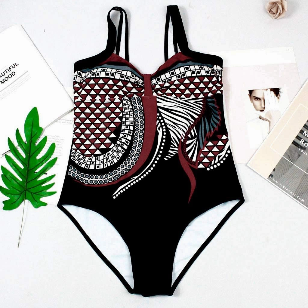 Women's Sexy One Piece Swimsuits Backless Sexy Print Tummy Control Swimsuit Slimming Beachwear for Summer