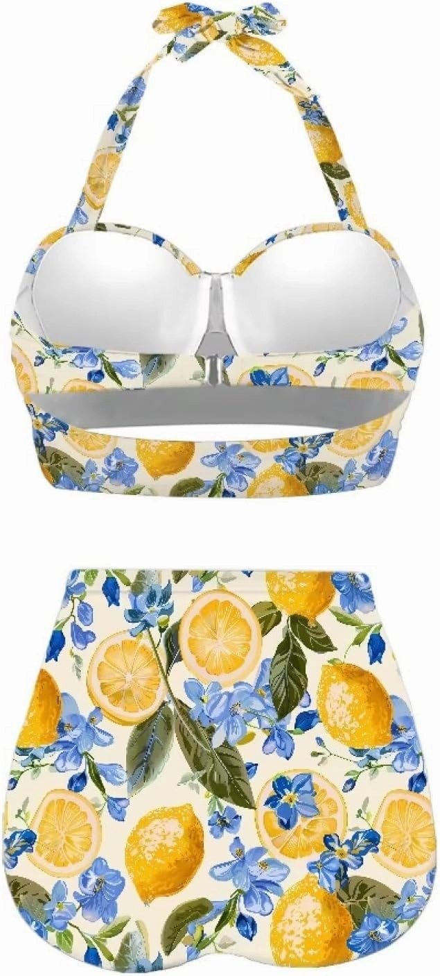 Women's Two Piece Swimsuit Push Up Bikini Sets Tummy Control Bathing Beach Suits High Cut Ruched Ruffle for Women