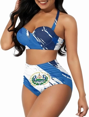 Women's Two Piece Swimsuit Sexy Tummy Control Bikini Sets High Waist Bathing Suits Ruched Ruffle Push Up for Women