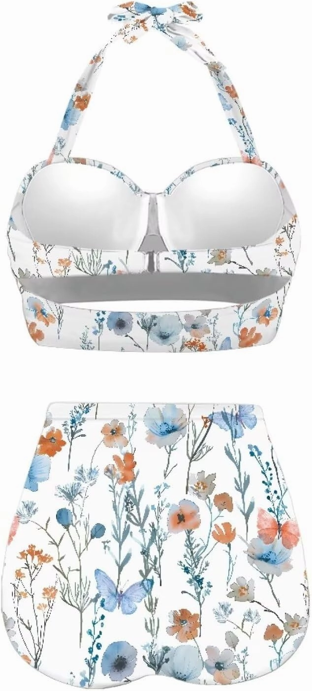 Women's Two Piece Swimsuit Sexy Tummy Control Bikini Sets High Waist Bathing Suits Ruched Ruffle Push Up for Women