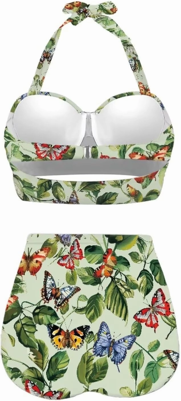 Women's Two Piece Swimsuits Sexy Tummy Control Bikini Sets High Waist Bathing Suits Ruched Ruffle Push Up for Women