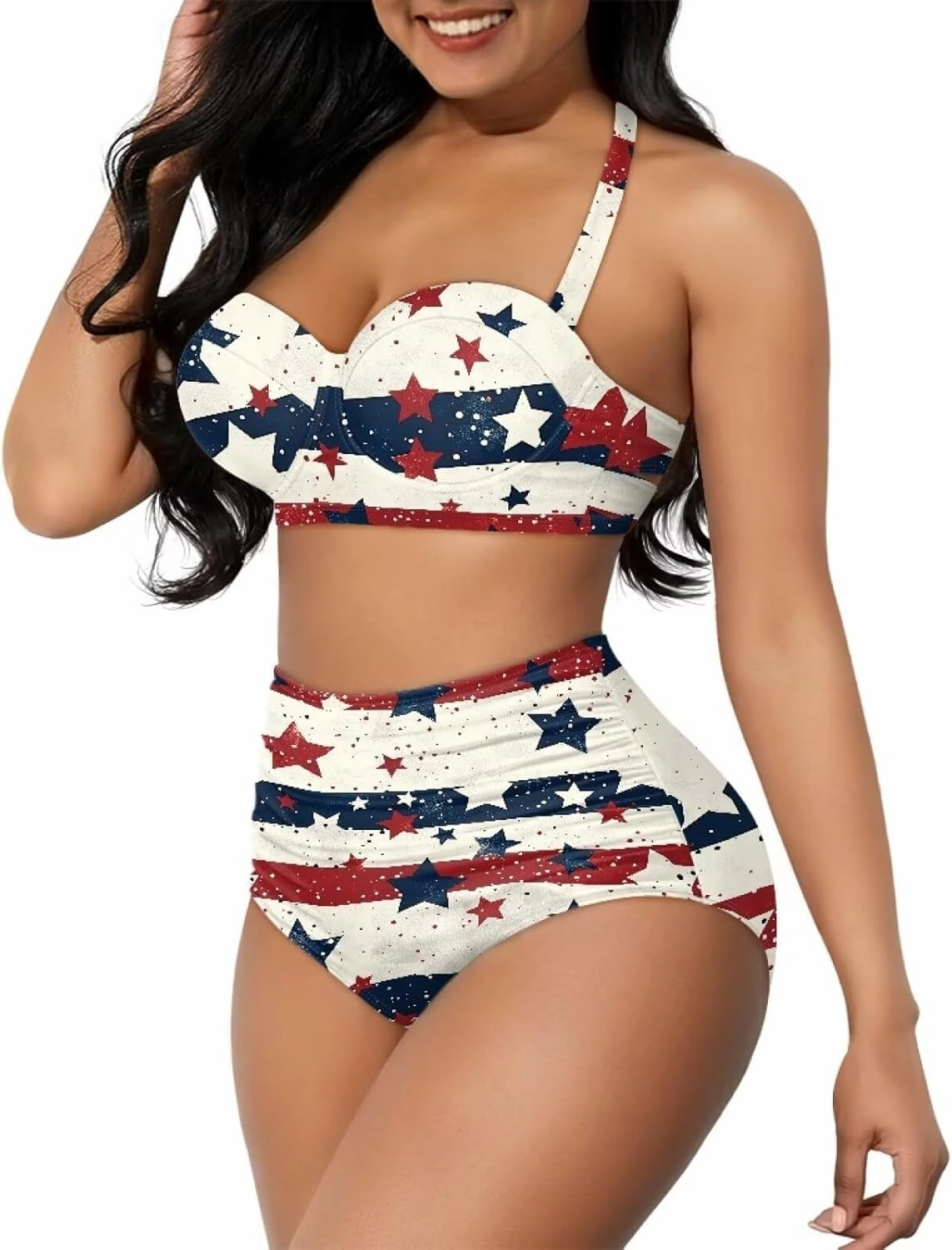 Women's Two Piece Swimsuits Sexy Tummy Control Bikini Sets High Waist Bathing Suits Ruched Ruffle Push Up for Women