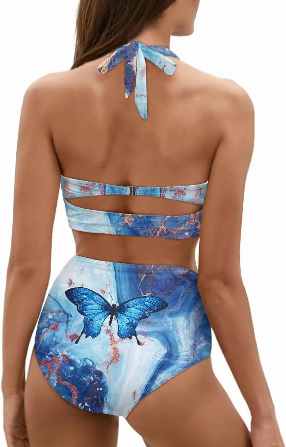 Women's Two Piece Swimsuits Sexy Tummy Control Bikini Sets High Waist Bathing Suits Ruched Ruffle Push Up for Women
