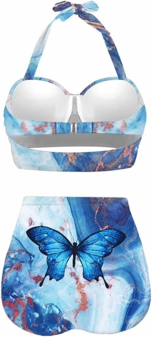 Women's Two Piece Swimsuits Sexy Tummy Control Bikini Sets High Waist Bathing Suits Ruched Ruffle Push Up for Women