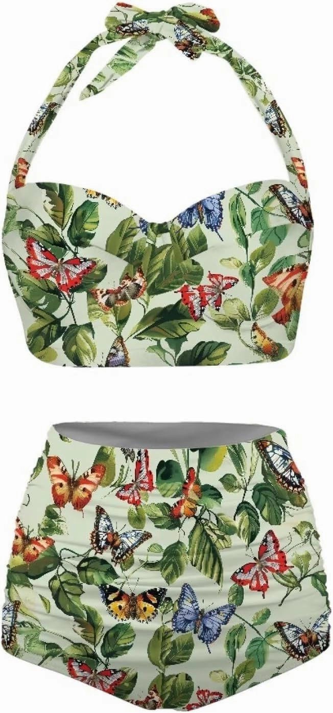 Women's Two Piece Swimsuits Sexy Tummy Control Bikini Sets High Waist Bathing Suits Ruched Ruffle Push Up for Women