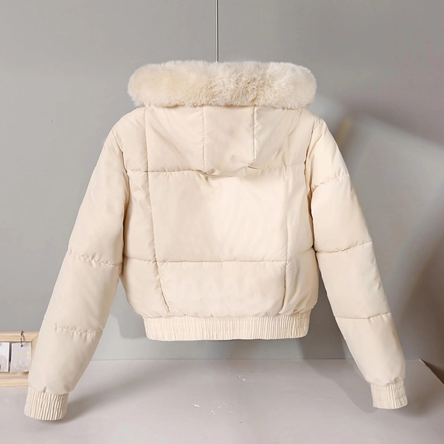 Women Winter Jacket Thicken Fleece Lined Puffer Jacket Long Sleeve Zip Up Warm Winter Coats with Fleece Hood