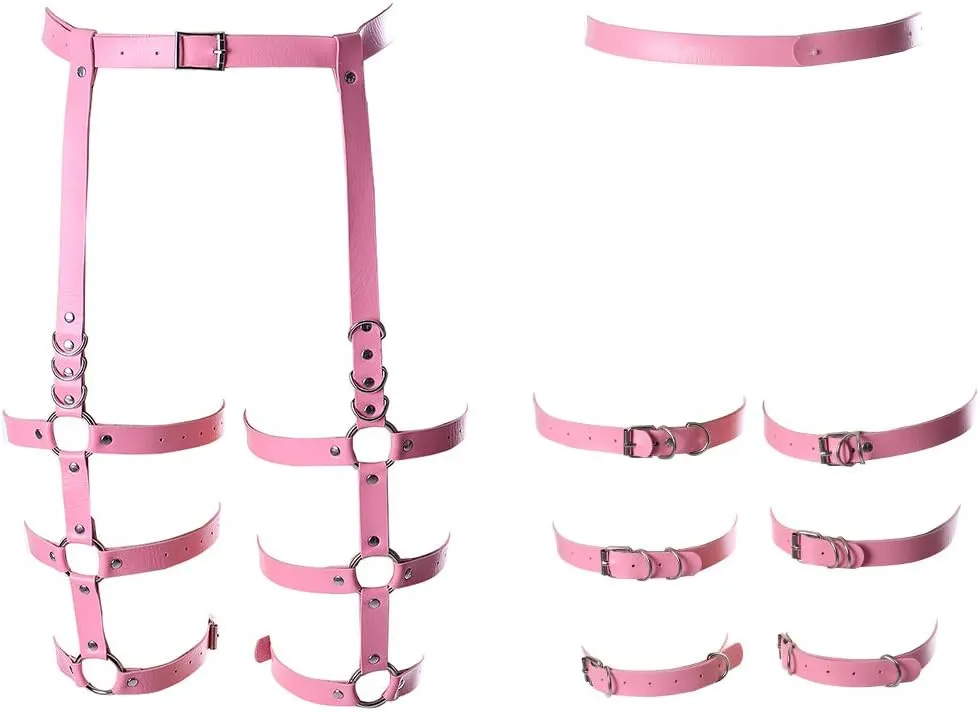 Women's leather body harness garter Lingerie cage Leg strap Waist belt Punk gothic Photography Rock Dance