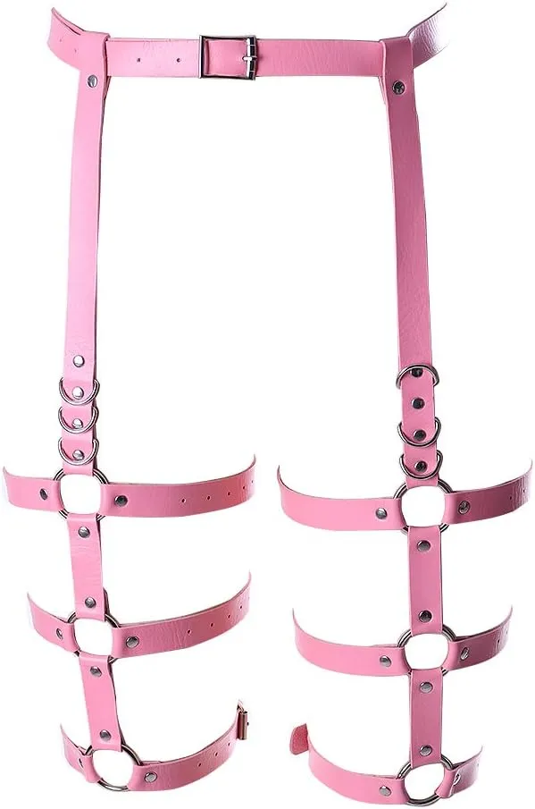 Women's leather body harness garter Lingerie cage Leg strap Waist belt Punk gothic Photography Rock Dance