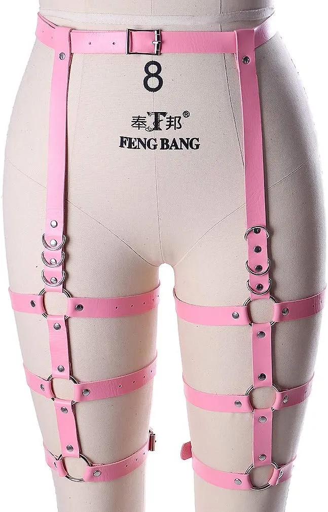 Women's leather body harness garter Lingerie cage Leg strap Waist belt Punk gothic Photography Rock Dance