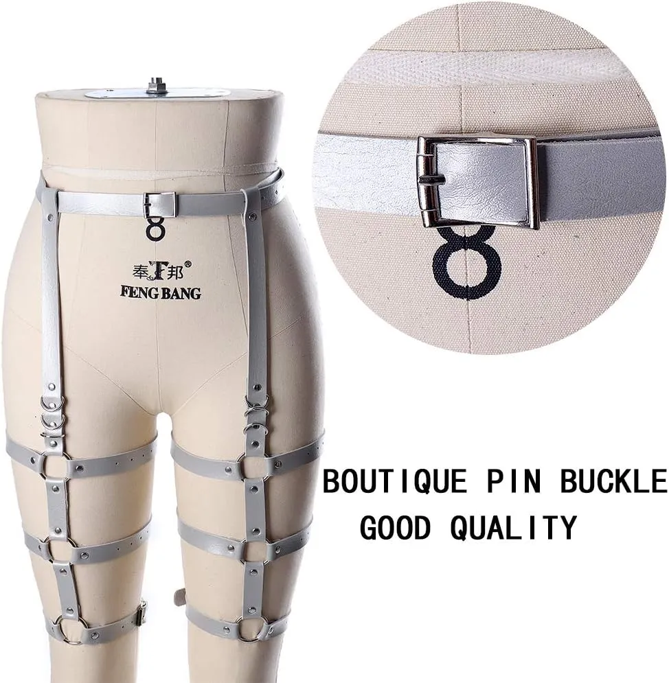 Women's leather body harness garter Lingerie cage Leg strap Waist belt Punk gothic Photography Rock Dance