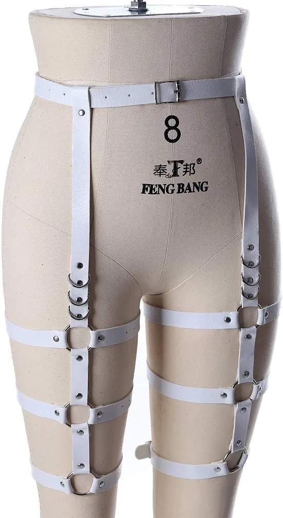 Women's leather body harness garter Lingerie cage Leg strap Waist belt Punk gothic Photography Rock Dance