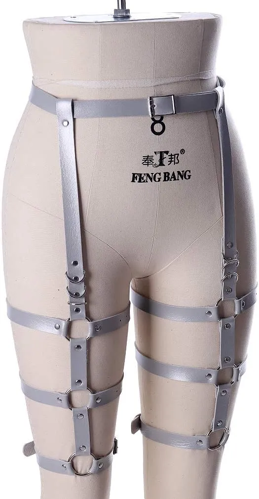 Women's leather body harness garter Lingerie cage Leg strap Waist belt Punk gothic Photography Rock Dance