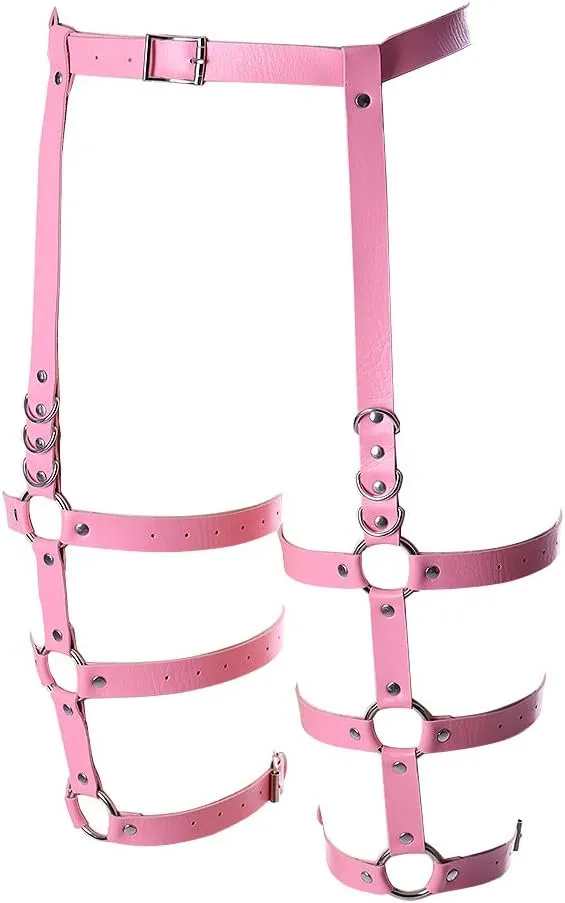 Women's leather body harness garter Lingerie cage Leg strap Waist belt Punk gothic Photography Rock Dance
