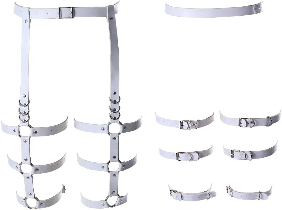 Women's leather body harness garter Lingerie cage Leg strap Waist belt Punk gothic Photography Rock Dance