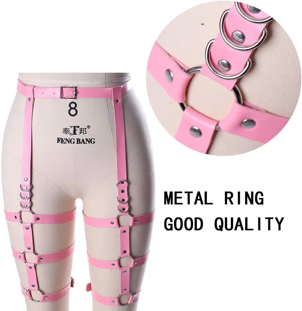 Women's leather body harness garter Lingerie cage Leg strap Waist belt Punk gothic Photography Rock Dance