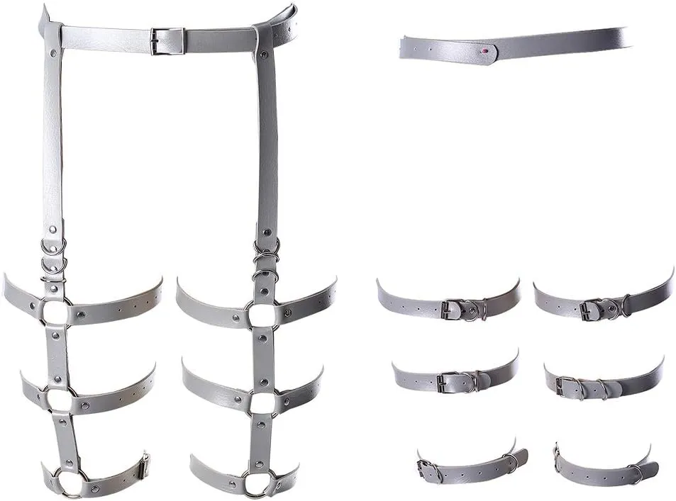 Women's leather body harness garter Lingerie cage Leg strap Waist belt Punk gothic Photography Rock Dance