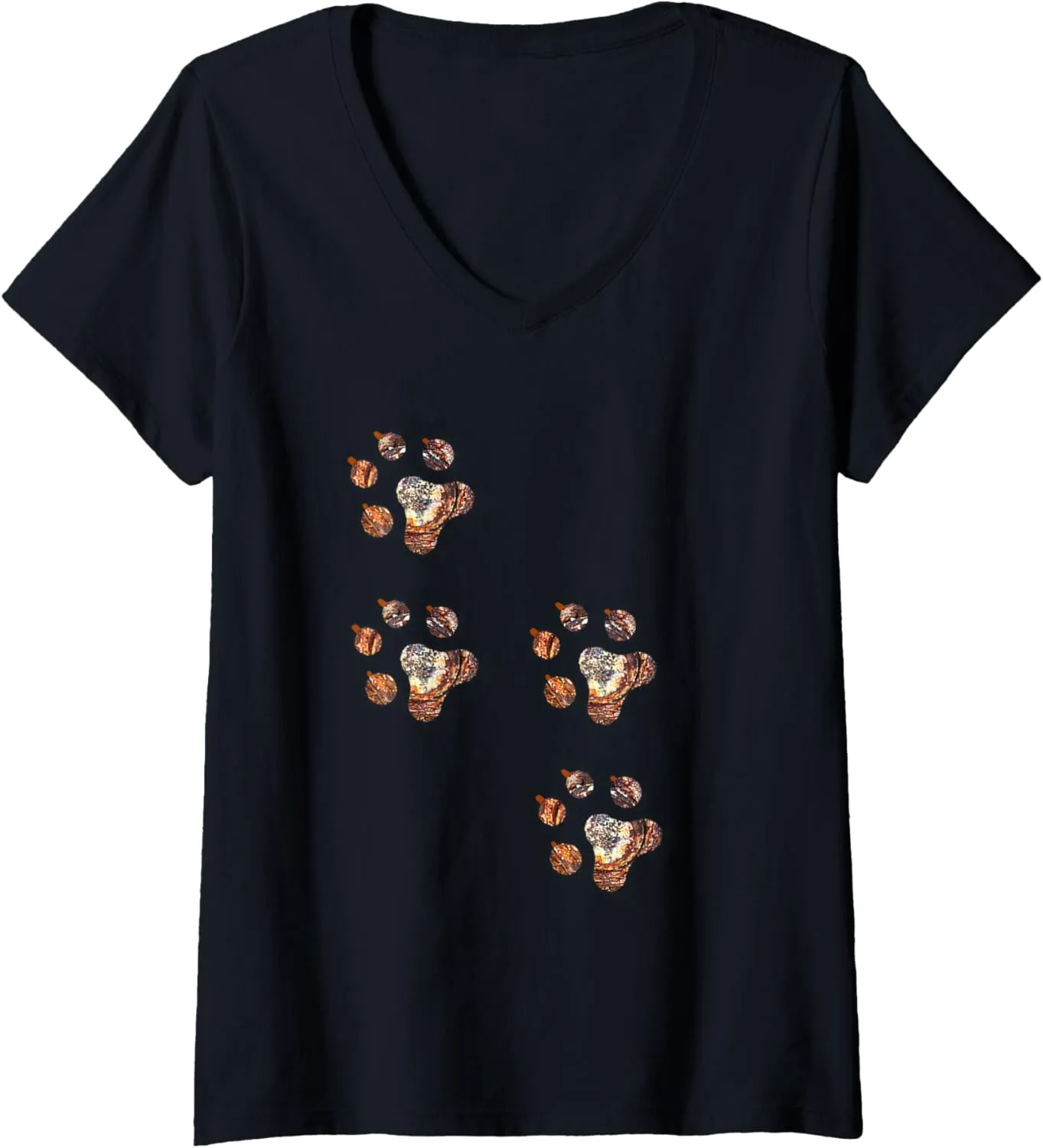 Womens Rustic wild animal claw tracks diagonal bear lion wolf tiger V-Neck T-Shirt