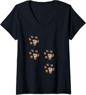 Womens Rustic wild animal claw tracks diagonal bear lion wolf tiger V-Neck T-Shirt