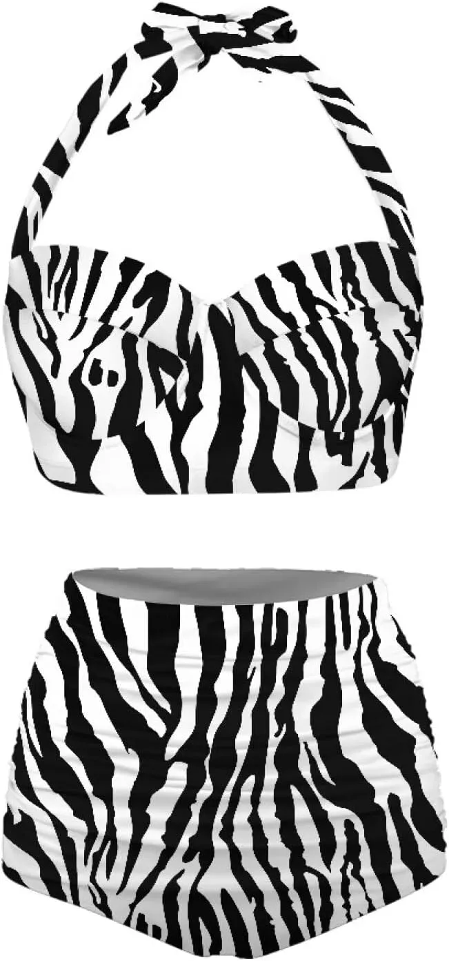Women's Two Piece Swimsuit Sexy Tummy Control Bikini Sets High Waist Bathing Suits Ruched Ruffle Push Up for Women
