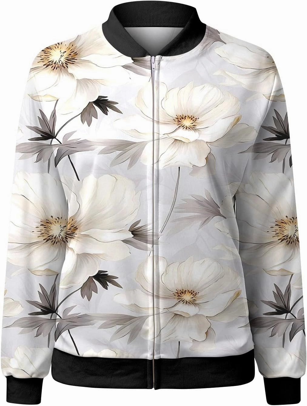 Womens Bomber Jacket 2024 Casual Coat Fall Trendy Lightweight Zip Up Long Sleeve Outerwear Windbreaker with Pocket