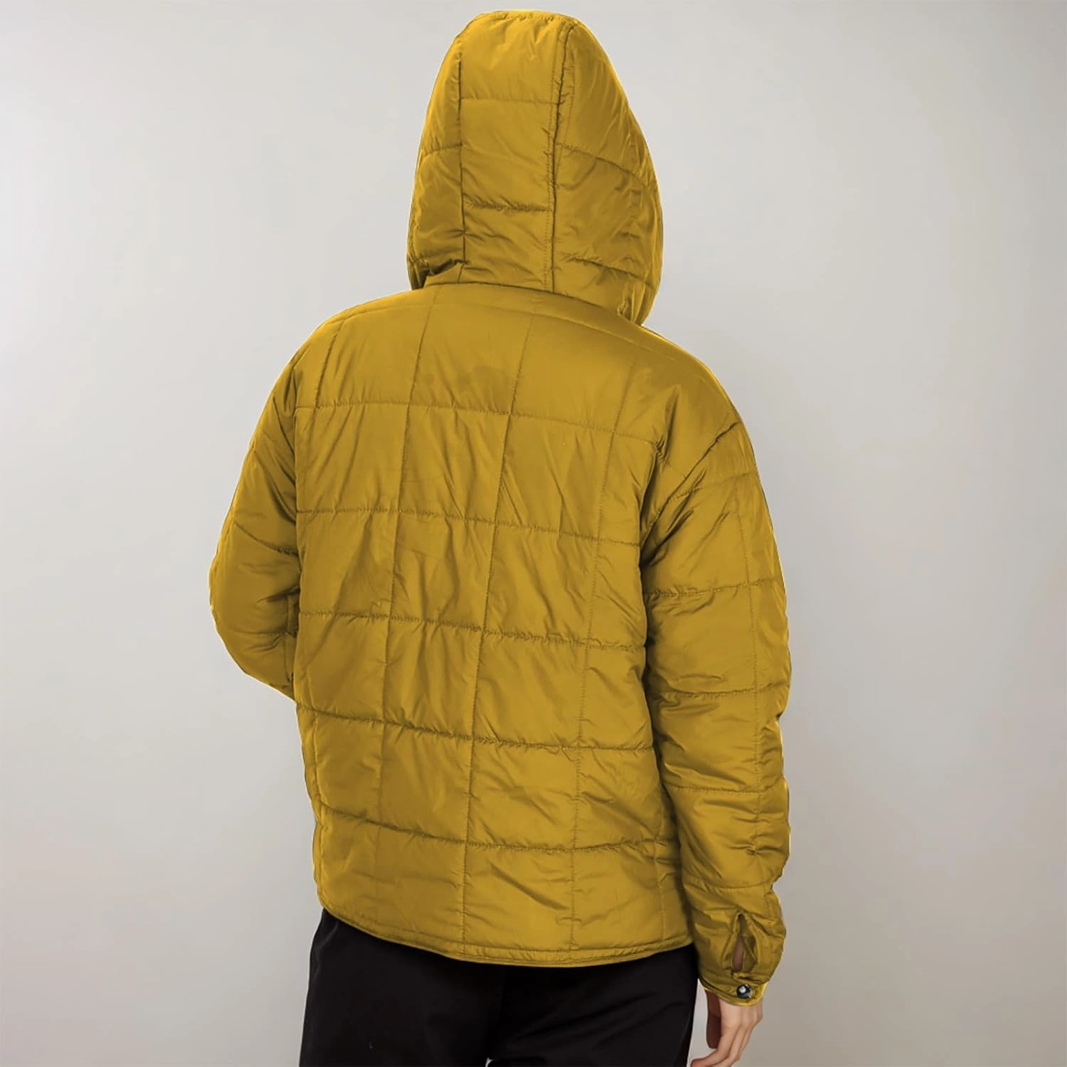Womens Cropped Winter Coats Long Sleeve Zip Up Puffer Coat Warm Casual Lightweight Winter Jacket with Pockets