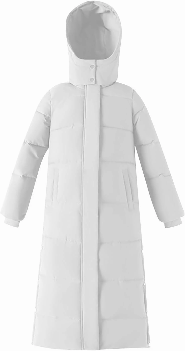 Womens Long Sleeve Trendy Puffer Jacket Thickened Warm Winter Coats Casual Long Jacket with Pockets