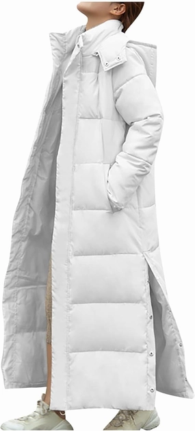 Womens Long Sleeve Trendy Puffer Jacket Thickened Warm Winter Coats Casual Long Jacket with Pockets