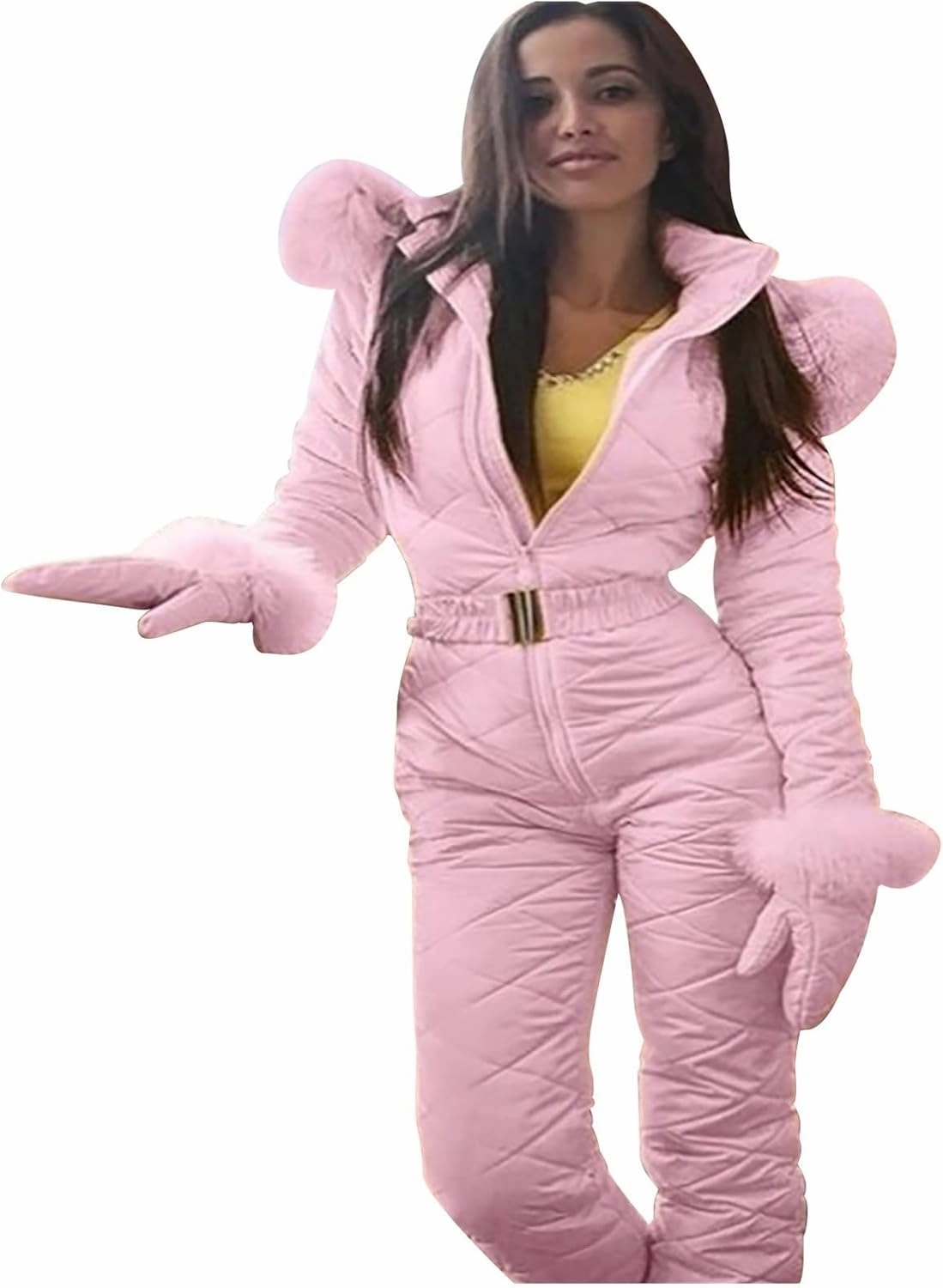 Womens One Piece Snowsuit Winter Onesie Warming Ski Suit Baggy Ski Outfits Outdoor Sports Cute Ski Jumpsuit Skiwear