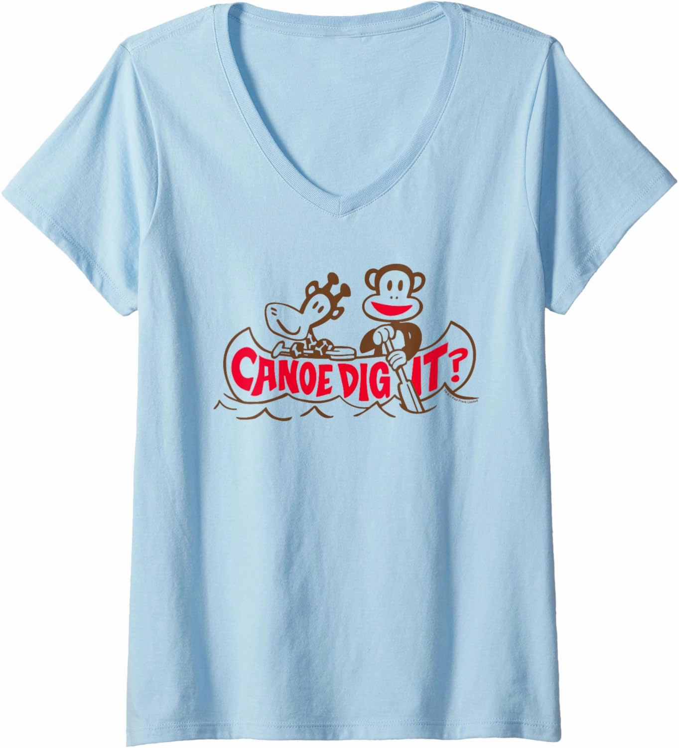 Womens Paul Frank Julius The Monkey & Clancy Canoe Dig It V-Neck T-Shirt
