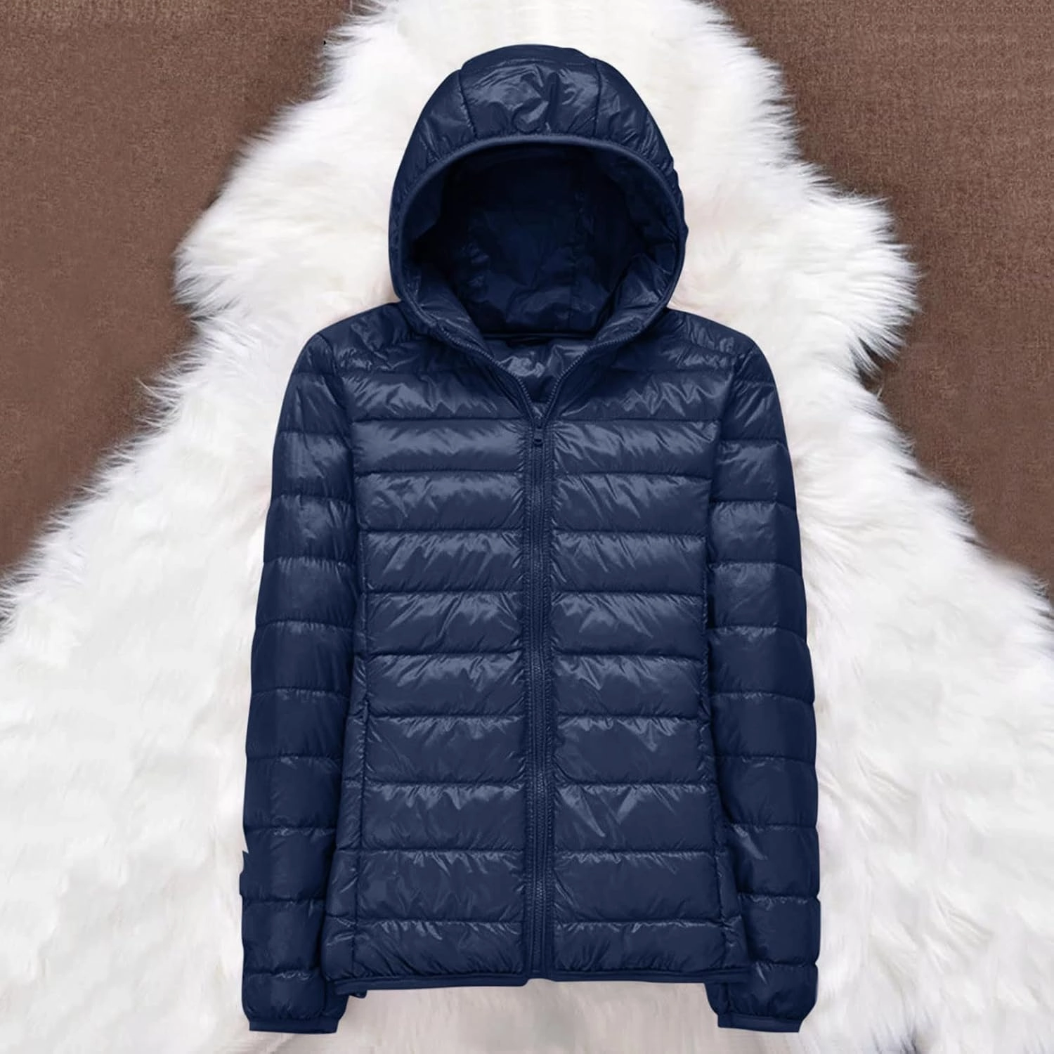 Womens Puffer Jacket 2024 Winter Warm Packable Down Jacket Lightweight Slim Fit Hooded Jacket Short Duck Down Coat